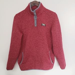 L.L. Bean Marled Pink 1/4 Snap Pullover Fleece Sweater Size Small